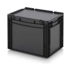 Eurobehälter mit Scharnierdeckel 40 x 30 x 33,5 cm - Auer ESD ED 43/32 HG