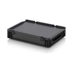 Eurobehälter mit Scharnierdeckel 40 x 30 x 9 cm - Auer ESD ED 43/75