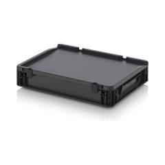 Eurobehälter mit Scharnierdeckel 40 x 30 x 9 cm - Auer ESD ED 43/75 HG