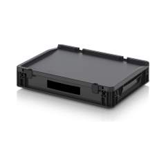 Eurobehälter mit Scharnierdeckel 40 x 30 x 9 cm - Auer ESD ED 43/75 HG HO