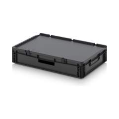 Eurobehälter mit Scharnierdeckel 60 x 40 x 13,5 cm - Auer ESD ED 64/12 HG HO