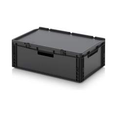 Euro container with hinged lid 60 x 40 x 23.5 cm - Auer ESD ED 64/22 HO