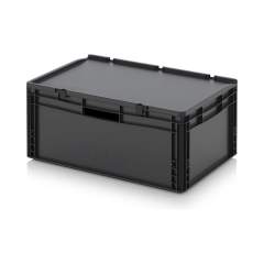 Eurobehälter mit Scharnierdeckel 60 x 40 x 28,5 cm - Auer ESD ED 64/27 HG HO
