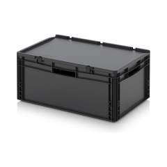 Eurobehälter mit Scharnierdeckel 60 x 40 x 28,5 cm - Auer ESD ED 64/27 HO