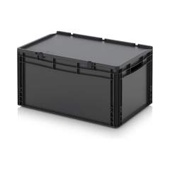 Euro container with hinged lid 60 x 40 x 33.5 cm - Auer ESD ED 64/32