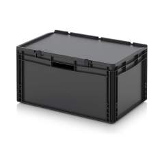 Eurobehälter mit Scharnierdeckel 60 x 40 x 33,5 cm - Auer ESD ED 64/32 HG HO