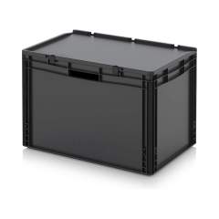 Euro container with hinged lid 60 x 40 x 43.5 cm - Auer ESD ED 64/42 HG HO