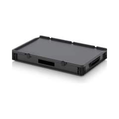 Eurobehälter mit Scharnierdeckel 60 x 40 x 9 cm - Auer ESD ED 64/75 HO