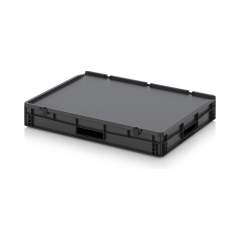 Euro container with hinged lid 80 x 60 x 14 cm - Auer ESD ED 86/12 HO