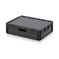 Eurobehälter mit Scharnierdeckel 80 x 60 x 23,5 cm - Auer ESD ED 86/22 HG HO
