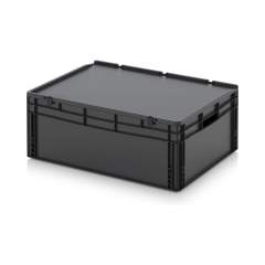 Euro container with hinged lid 80 x 60 x 33.5 cm - Auer ESD ED 86/32