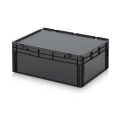 Eurobehälter mit Scharnierdeckel 80 x 60 x 33,5 cm - Auer ESD ED 86/32 HG