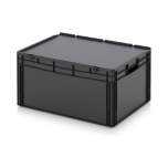 Eurobehälter mit Scharnierdeckel 80 x 60 x 43,5 cm - Auer ESD ED 86/42