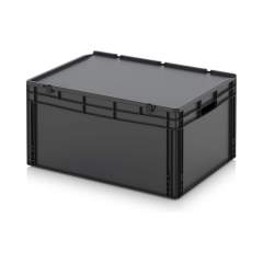 Eurobehälter mit Scharnierdeckel 80 x 60 x 43,5 cm - Auer ESD ED 86/42