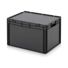Euro container with hinged lid 80 x 60 x 53.5 cm - Auer ESD ED 86/52