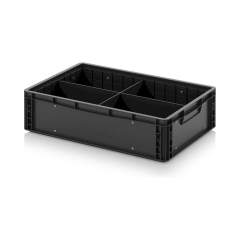 Eurobehälter mit Unterteilung 60 x 40 x 17 cm - Auer ESD EG GEF QLT 6417 HG
