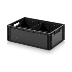 Eurobehälter mit Unterteilung 60 x 40 x 22 cm - Auer ESD EG GEF QLT 6422