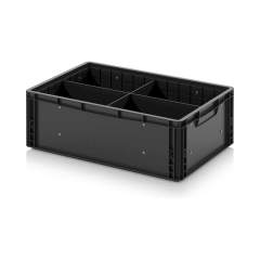 Eurobehälter mit Unterteilung 60 x 40 x 22 cm - Auer ESD EG GEF QLT 6422 HG
