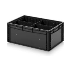 Eurobehälter mit Unterteilung 60 x 40 x 27 cm - Auer ESD EG GEF QLT 6427 HG