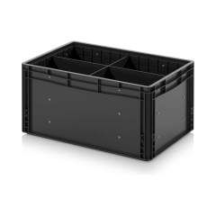 Eurobehälter mit Unterteilung 60 x 40 x 32 cm - Auer ESD EG GEF QLT 6432 HG