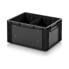 Eurobehälter mit Unterteilung 40 x 30 x 22 cm - Auer ESD EG GEF QT 4322 HG