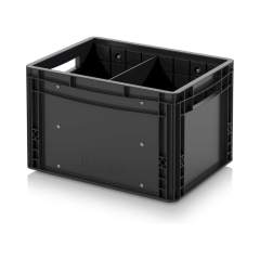 Eurobehälter mit Unterteilung 40 x 30 x 27 cm - Auer ESD EG GEF QT 4327