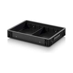 Euro container with dividers 40 x 30 x 7.5 cm - Auer ESD EG GEF QT 4375 HG