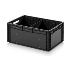 Eurobehälter mit Unterteilung 60 x 40 x 27 cm - Auer ESD EG GEF QT 6427