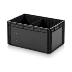Eurobehälter mit Unterteilung 60 x 40 x 32 cm - Auer ESD EG GEF QT 6432 HG