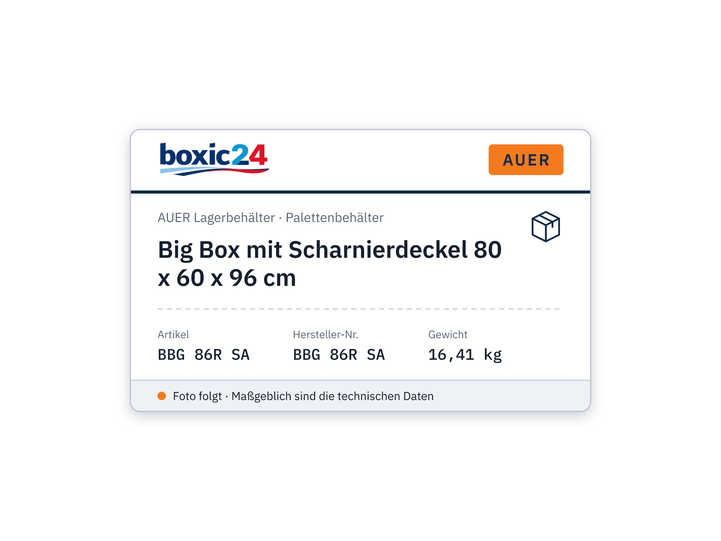 Big Box mit Scharnierdeckel 80 x 60 x 96 cm - Auer BBG 86R SA