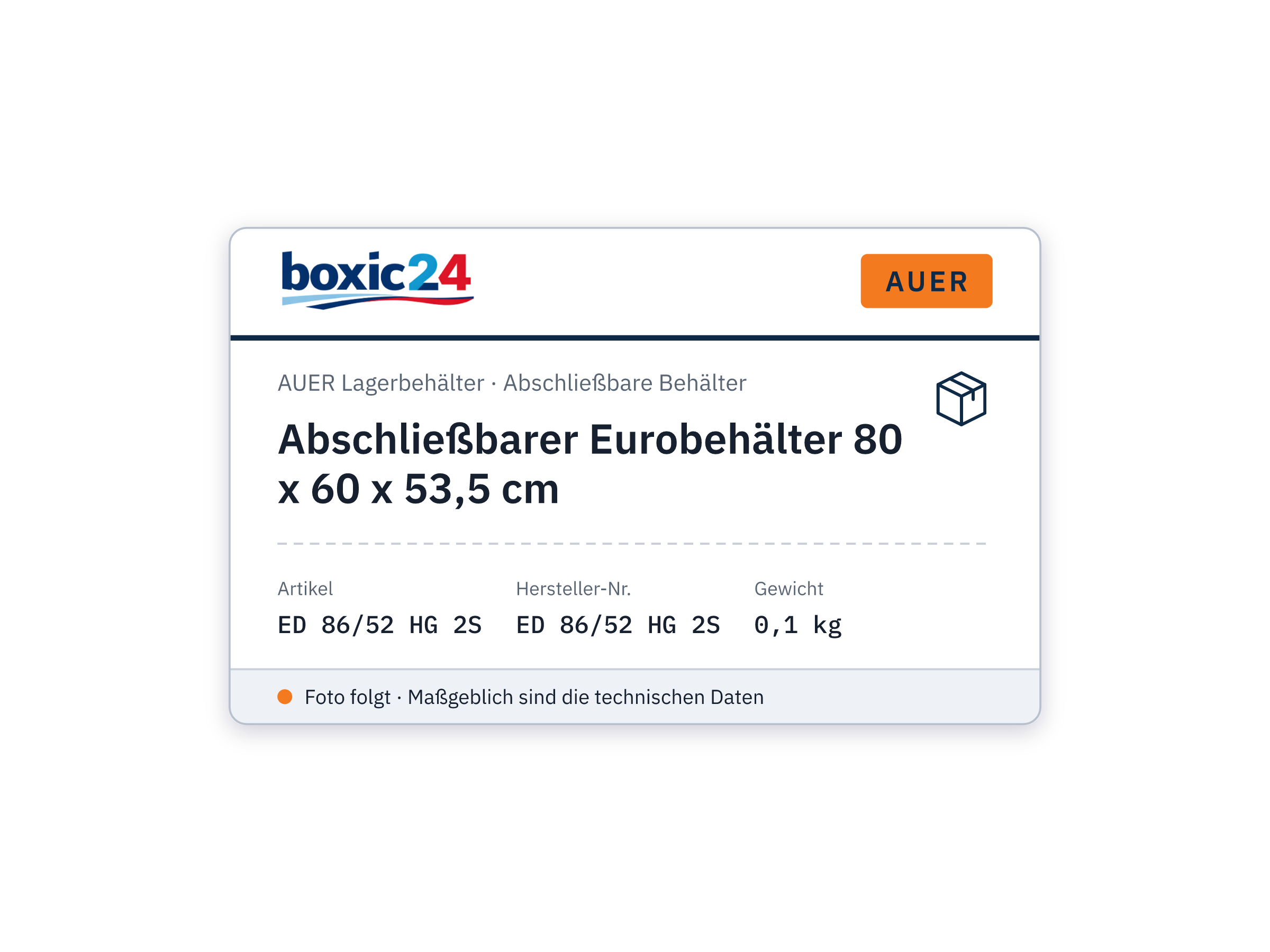 Closable container 80 x 60 x 53.5 cm - Auer ED 86/52 HG 2S