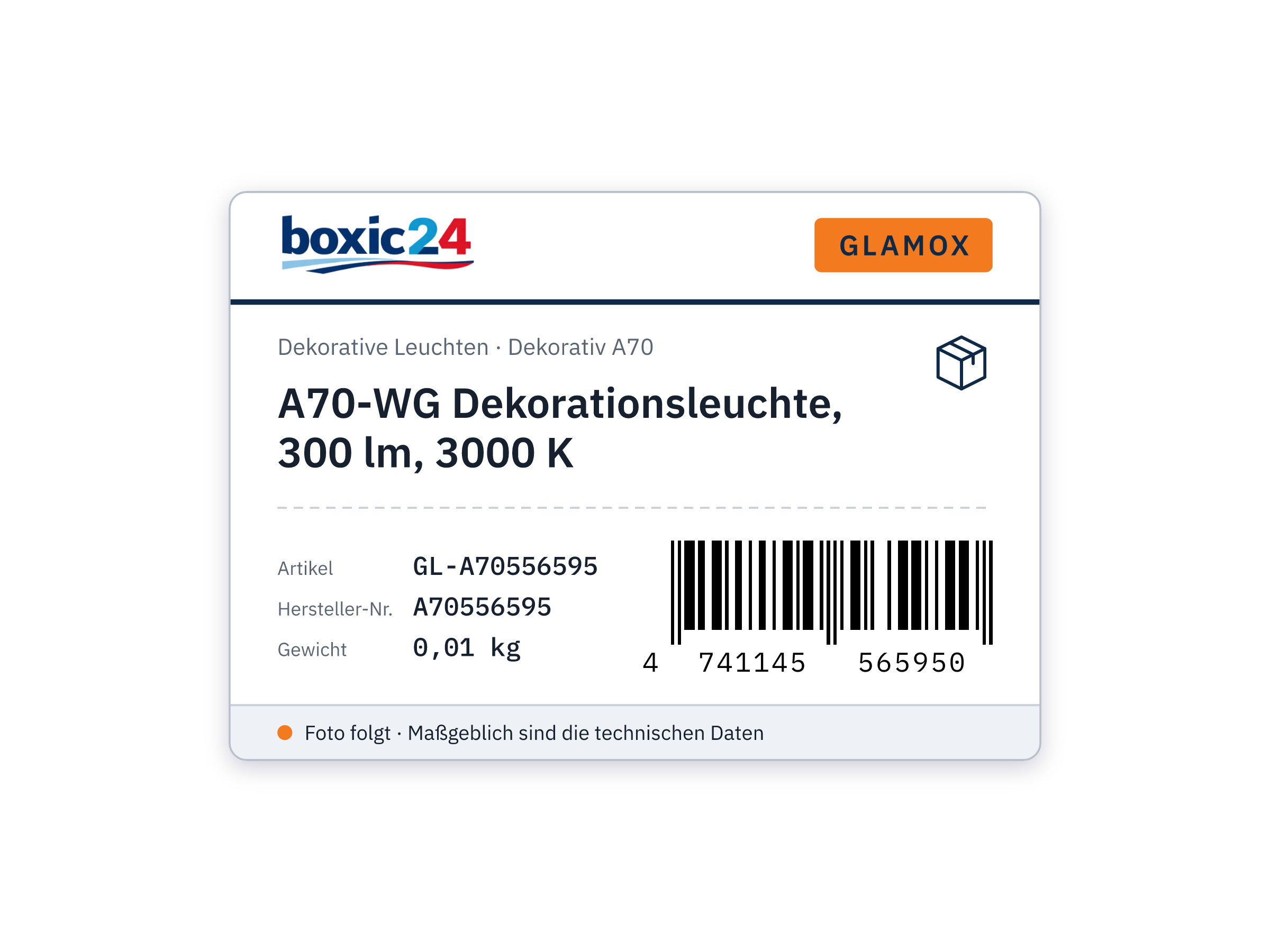 A70-WG Dekorationsleuchte, 300 lm, 3000 K - Glamox A70556595