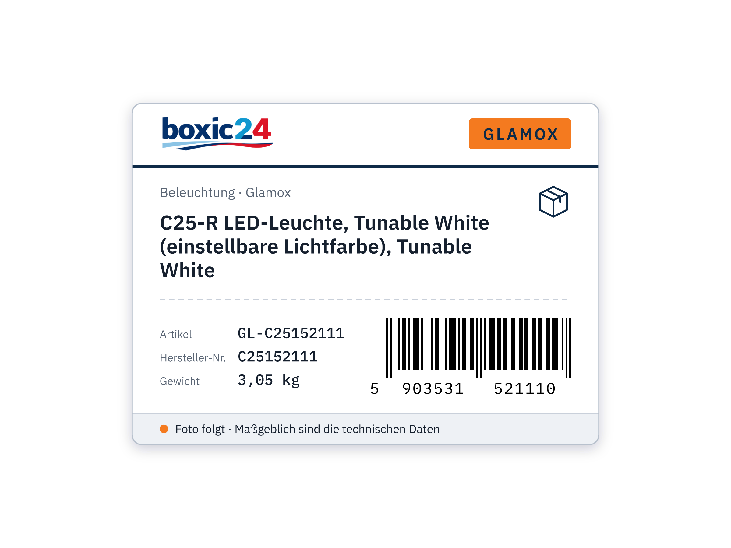 C25-R LED luminaire, Tunable White, tunable white - Glamox C25152111