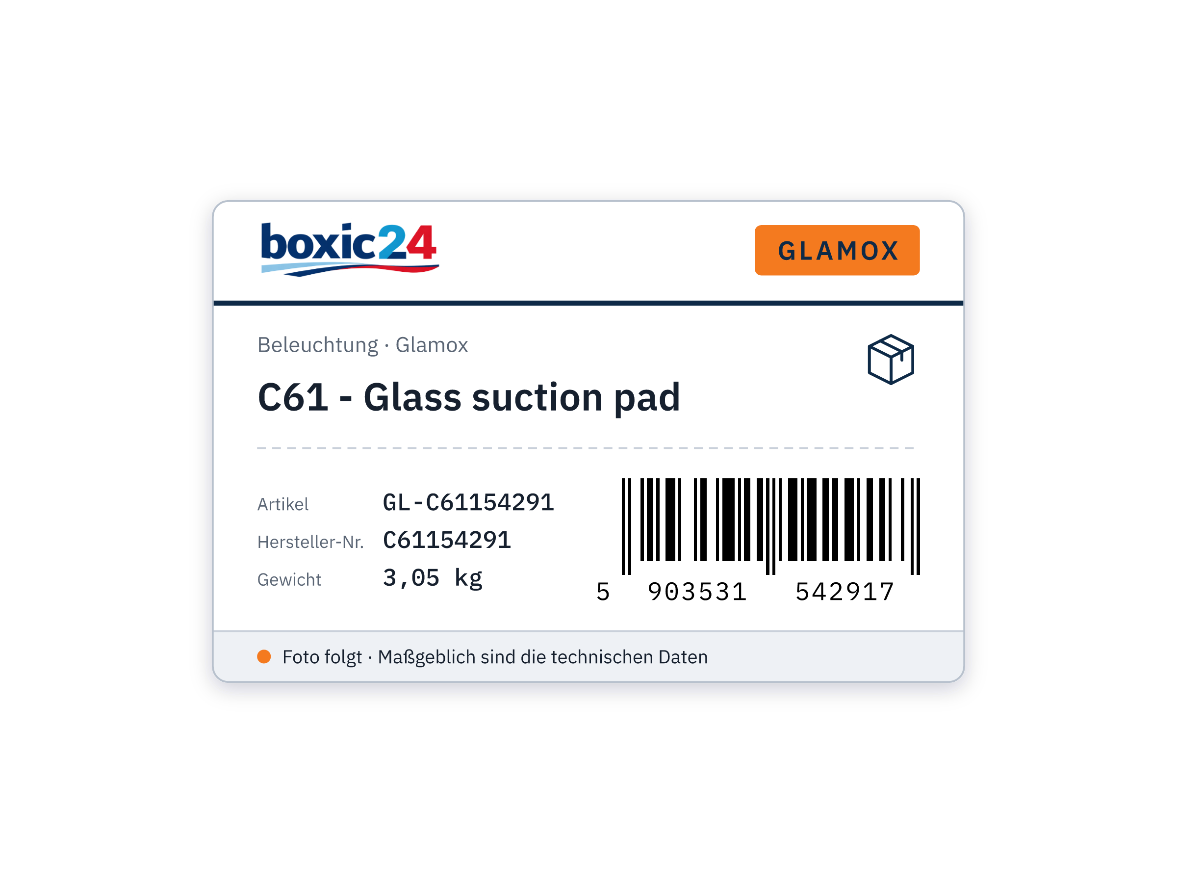 Glamox C61 - Glass suction pad