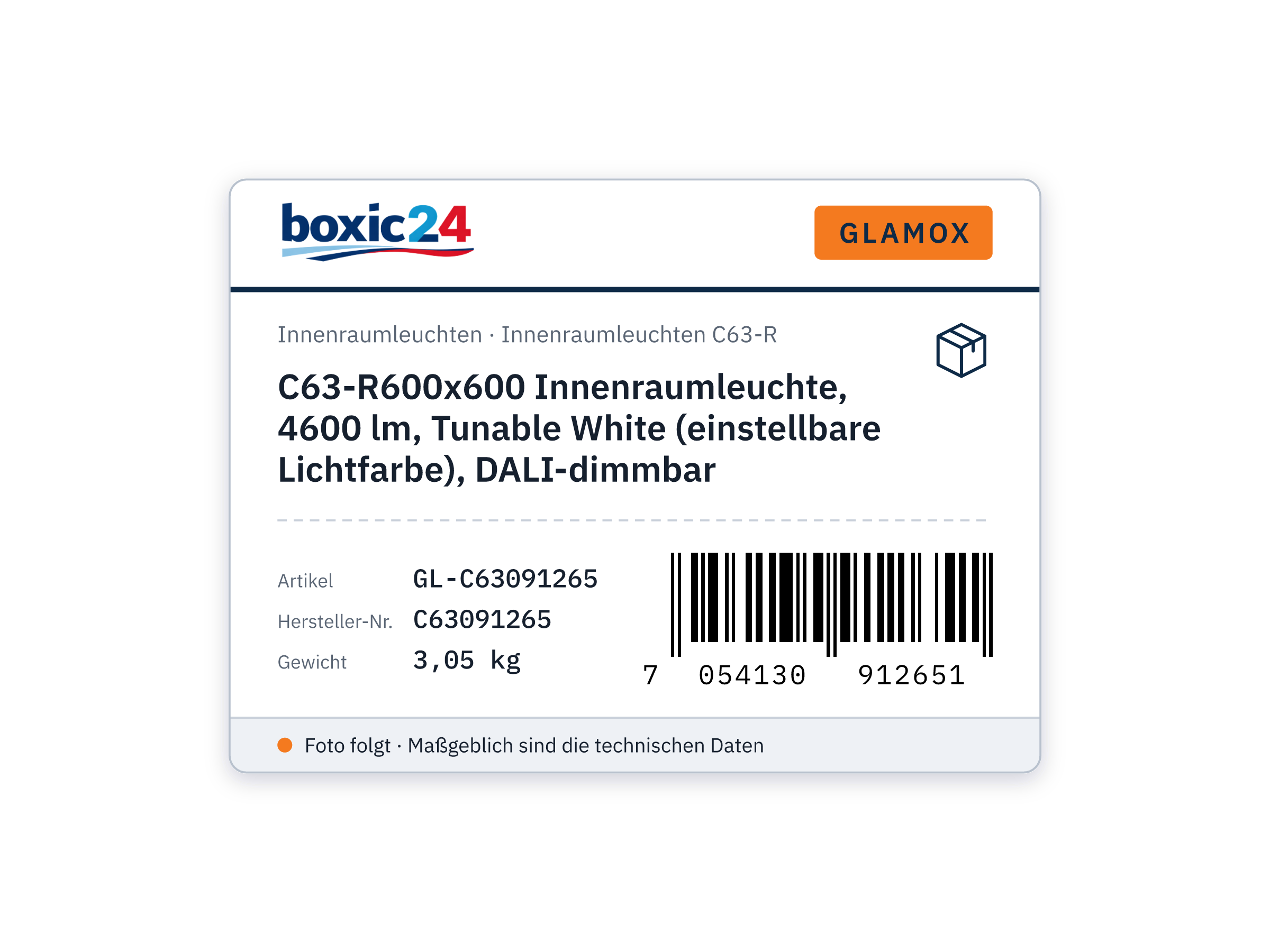 C63-R600x600 indoor luminaire, 4600 lm, Tunable White, DALI dimmable - Glamox C63091265