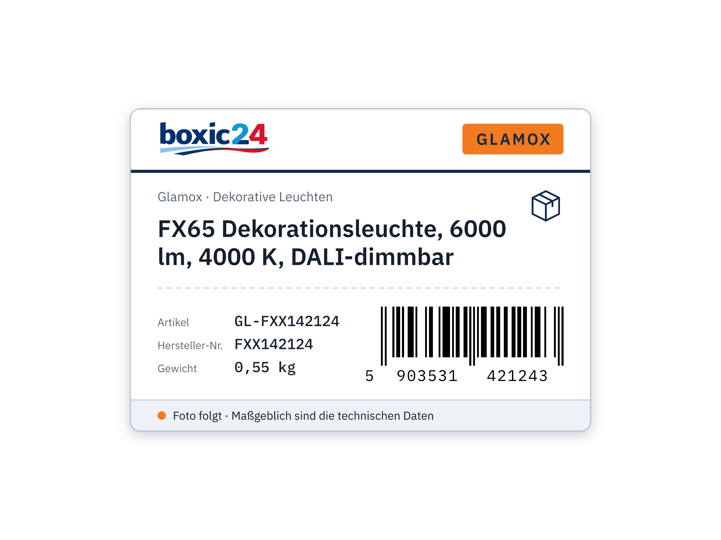 FX65 Dekorationsleuchte, 6000 lm, 4000 K, DALI-dimmbar - Glamox FXX142124