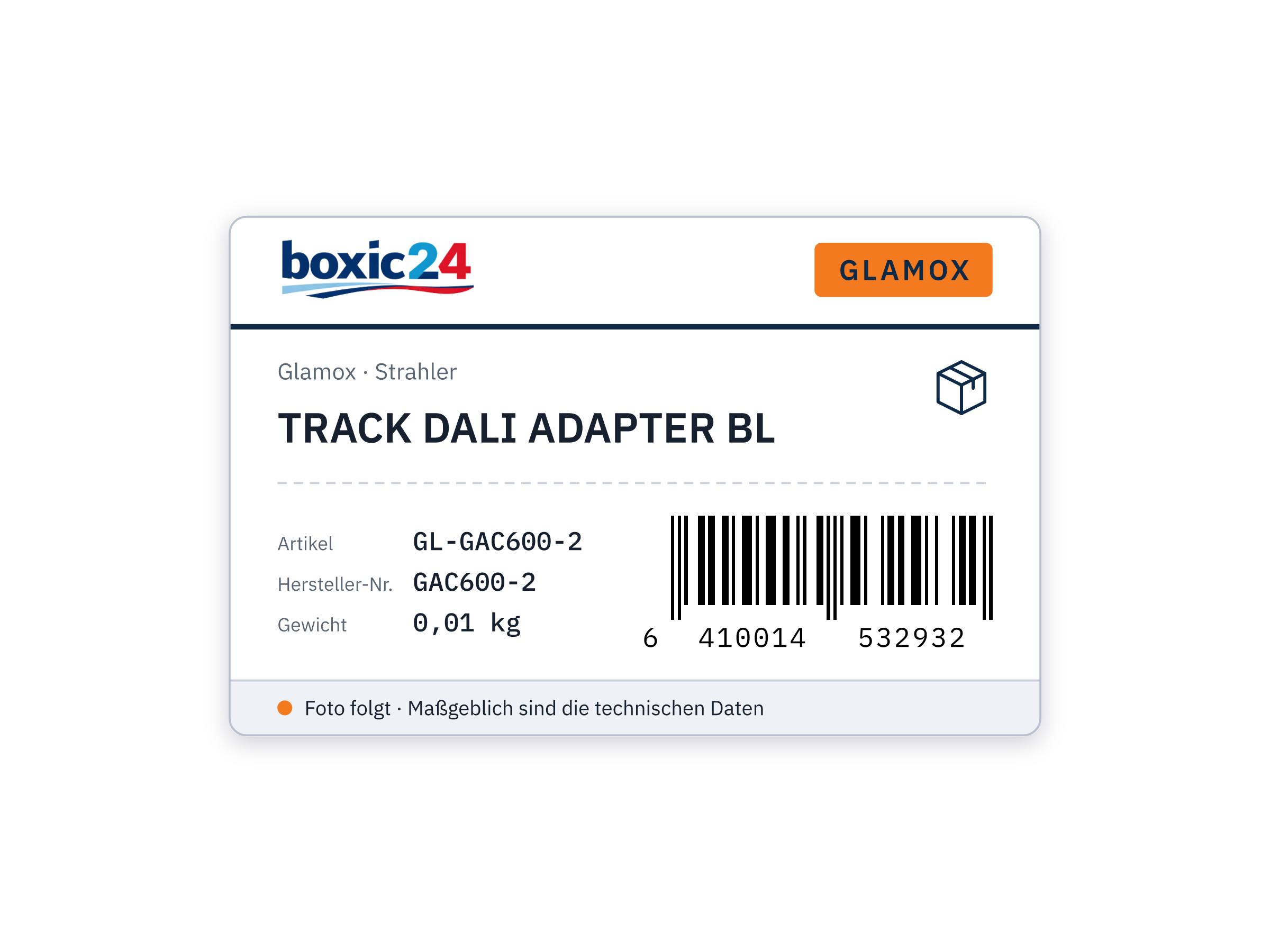 Glamox TRACK DALI ADAPTER BL