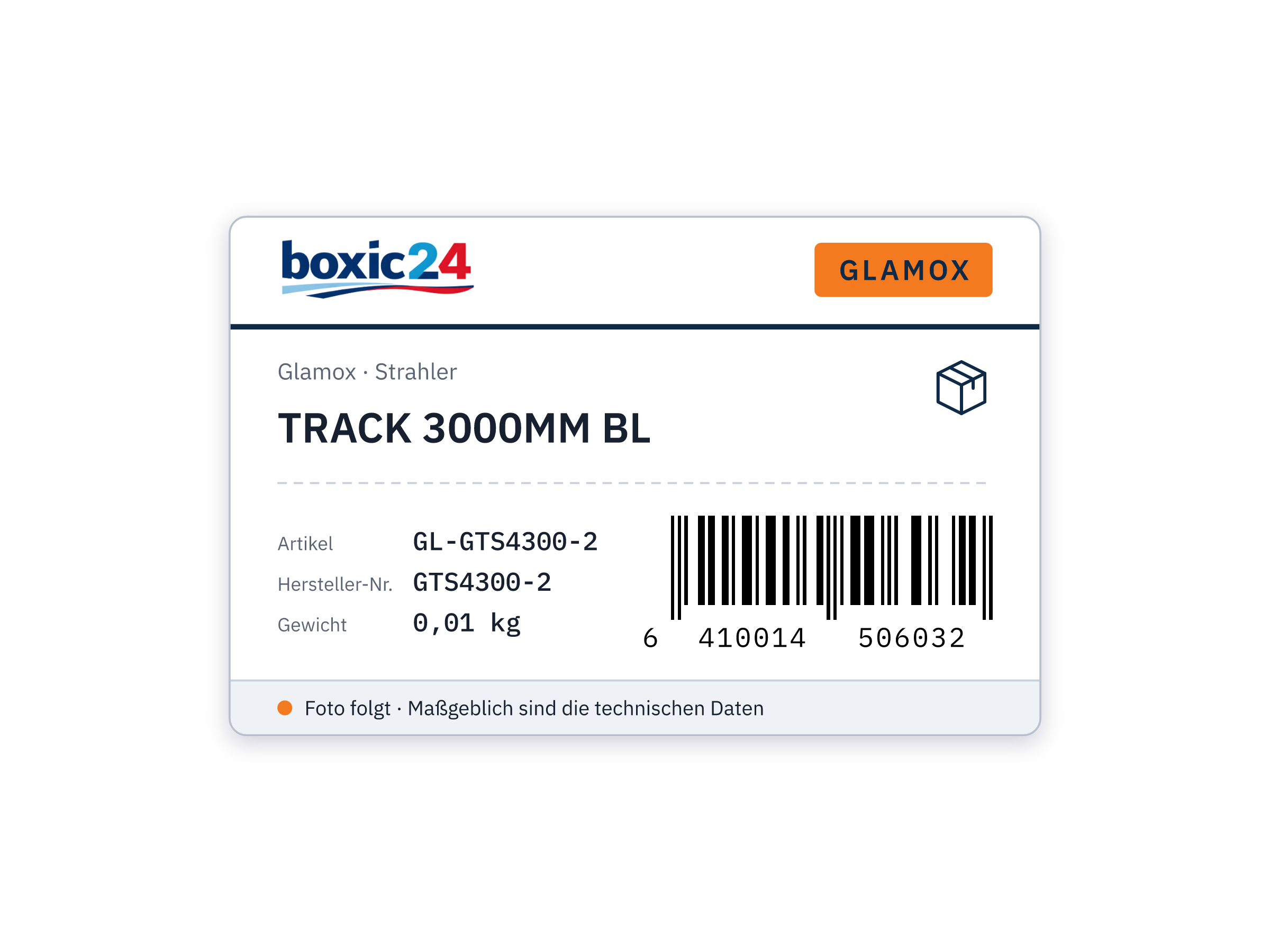 Glamox TRACK 3000MM BL