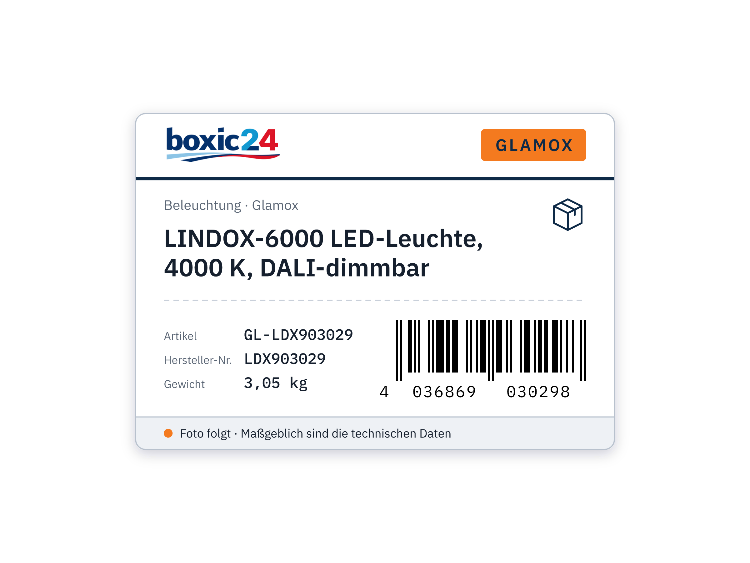 LINDOX-6000 LED luminaire, 4000 K, DALI dimmable - Glamox LDX903029