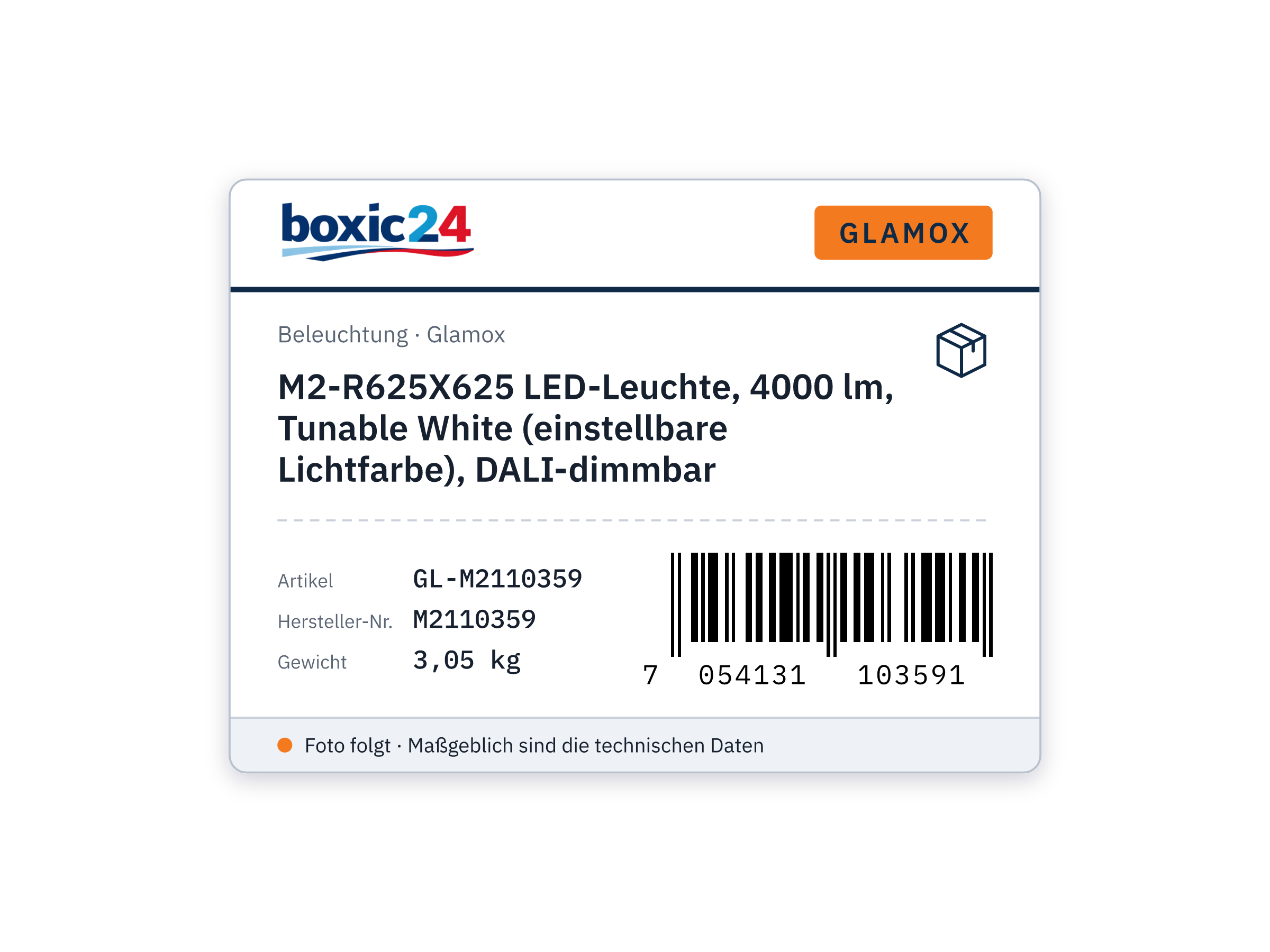 Glamox M2-R625X625 LED luminaire, 4000 lm, Tunable White, DALI dimmable