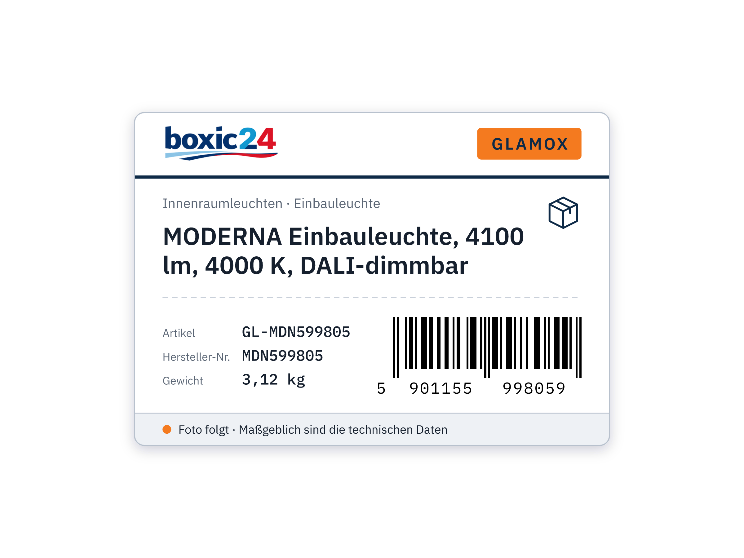 MODERNA recessed luminaire, 4100 lm, 4000 K, DALI dimmable - Glamox MDN599805