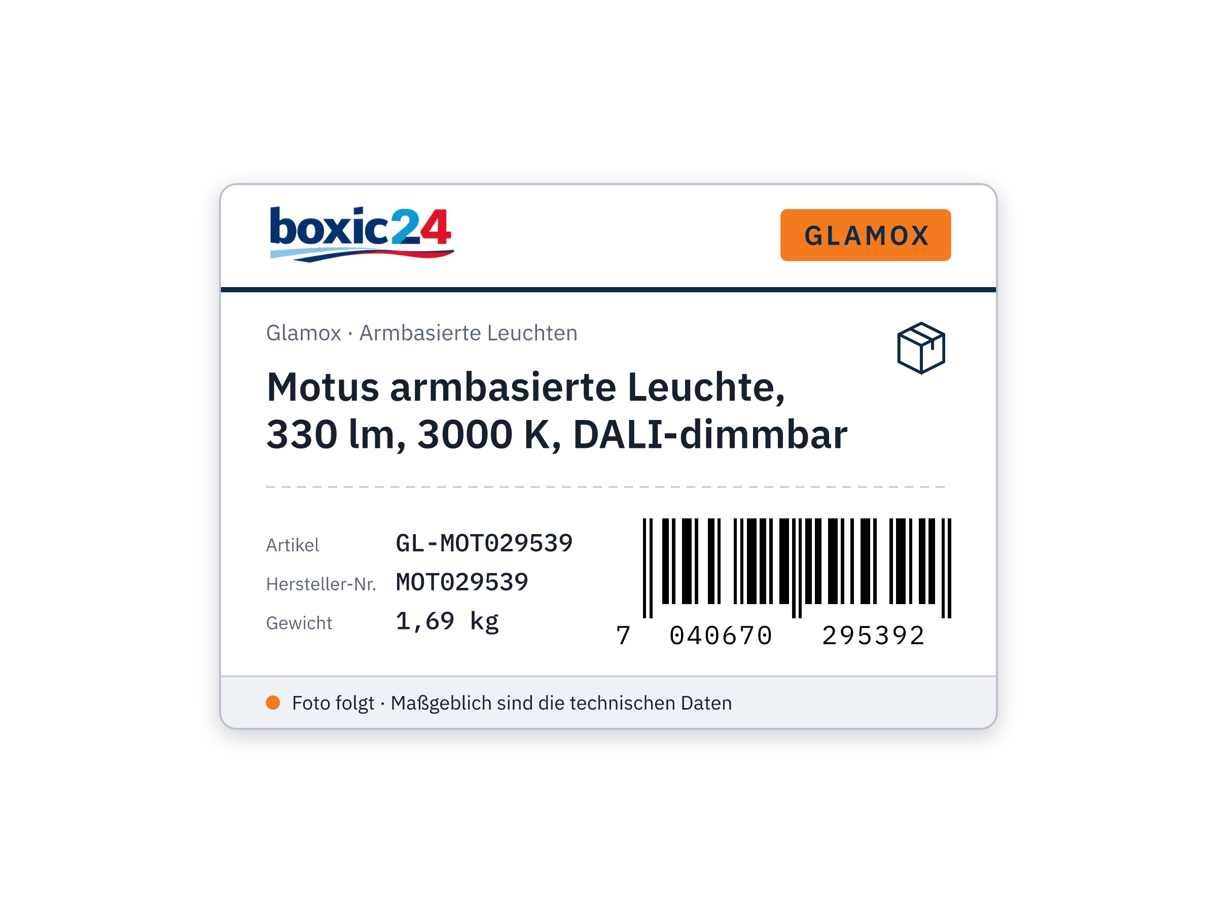 Motus armbasierte Leuchte, 330 lm, 3000 K, DALI-dimmbar - Glamox MOT029539