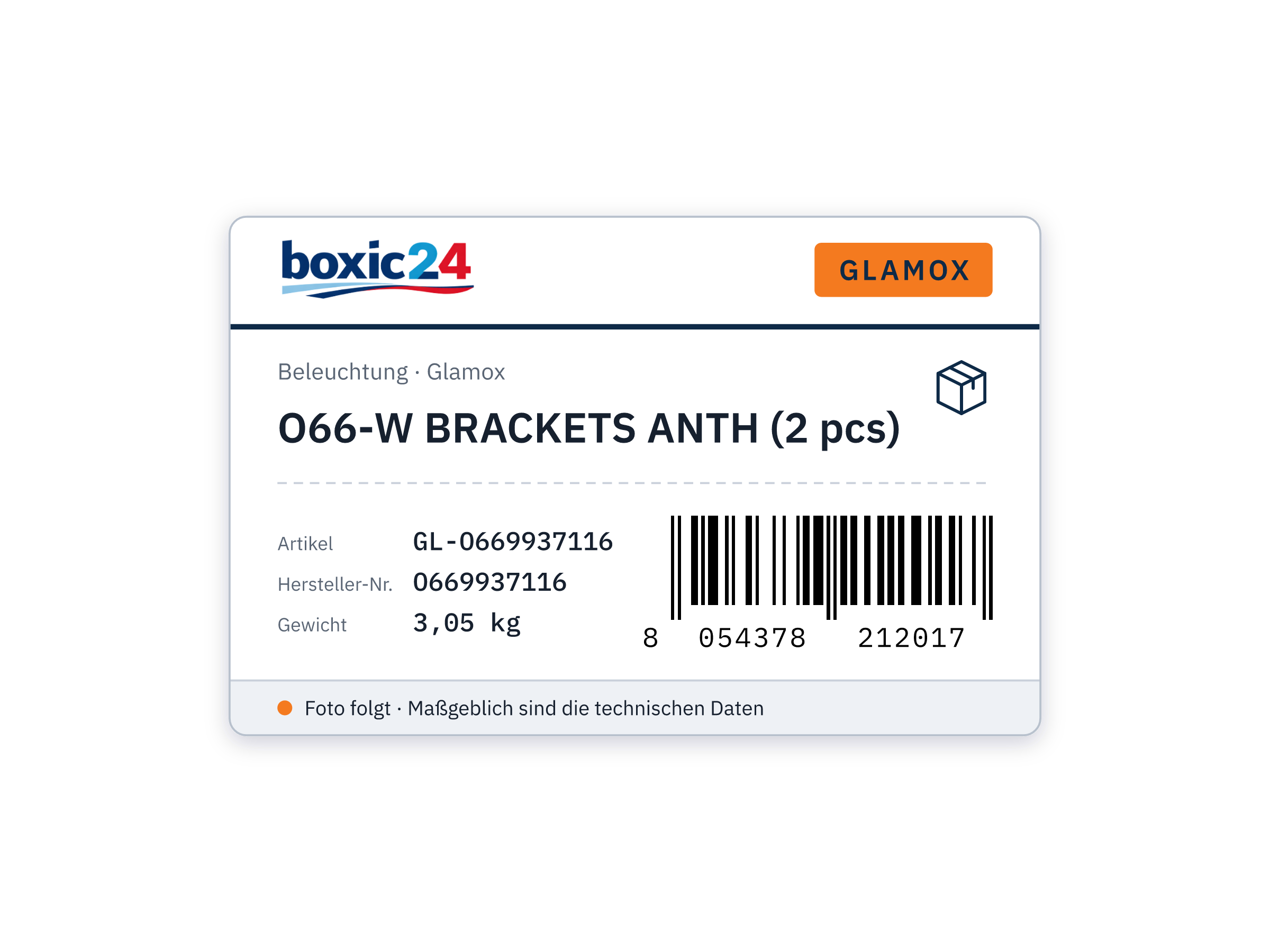 Glamox O66-W BRACKETS ANTH (2 pcs)