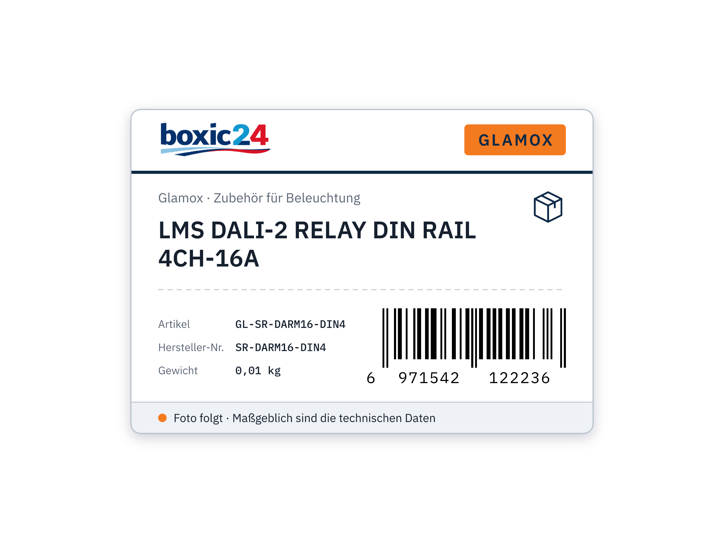 Glamox LMS DALI-2 RELAY DIN RAIL 4CH-16A