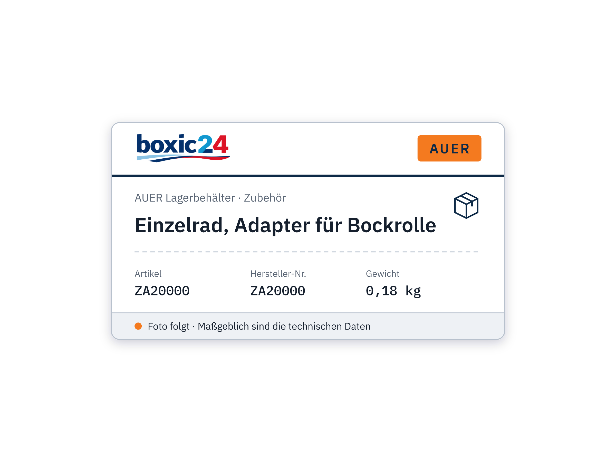 Single wheel, adapter for fixed castor - Auer ZA20000