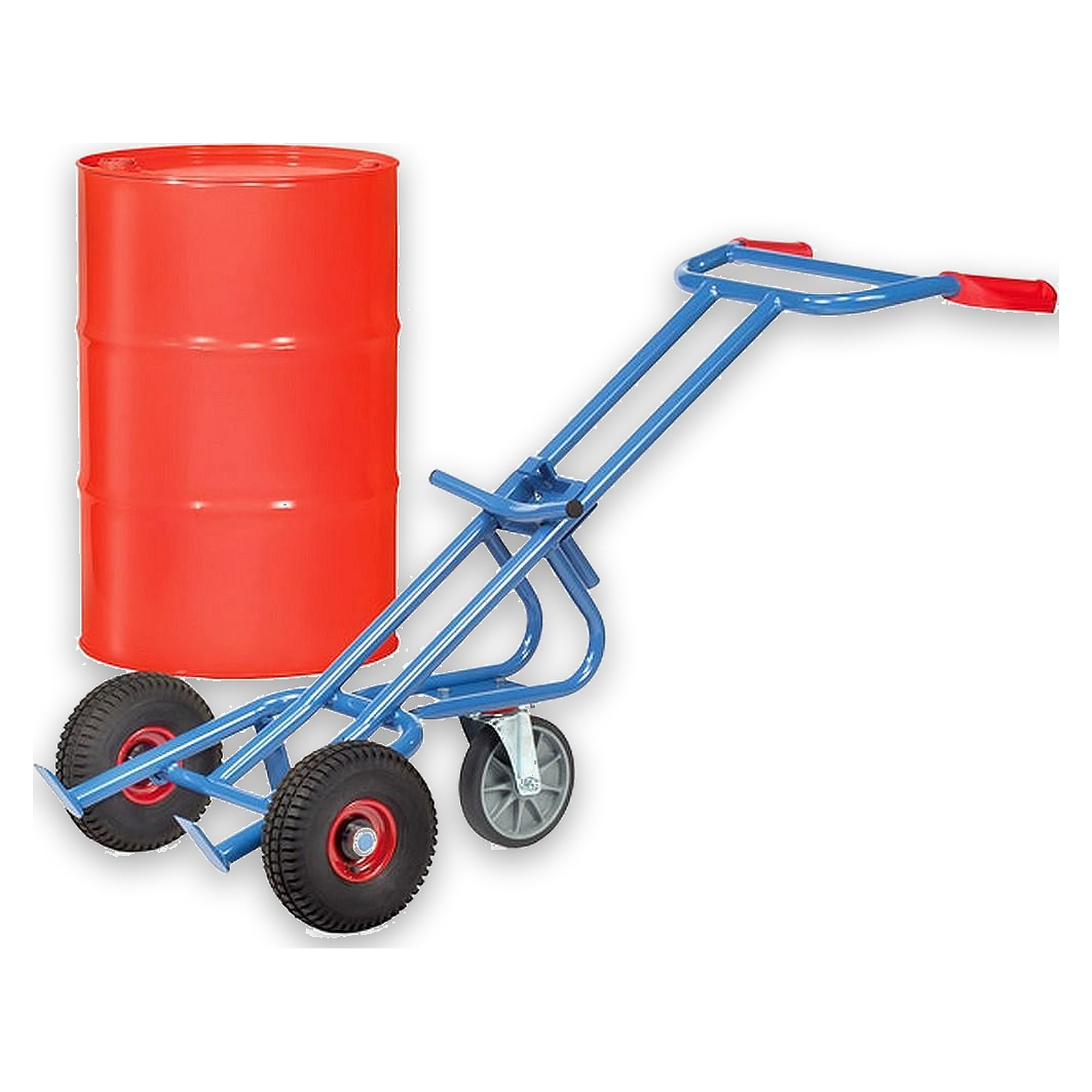 Fasskarre 300 kg mit klappbarem Stützrad, Lufträder 260 x 85 mm - Fetra 1072
