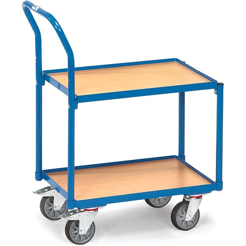 Fetra Etagenroller mit Rohrschiebebügel, 2 Etagen mit Rand, Ladefl. 605x405 mm