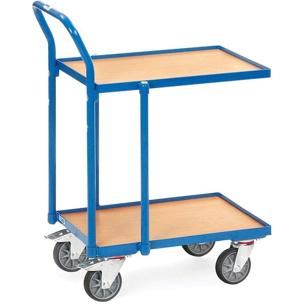 Fetra Etagenroller mit Rohrschiebebügel, 2 Etagen mit Rand, Ladefl. 605x405 mm