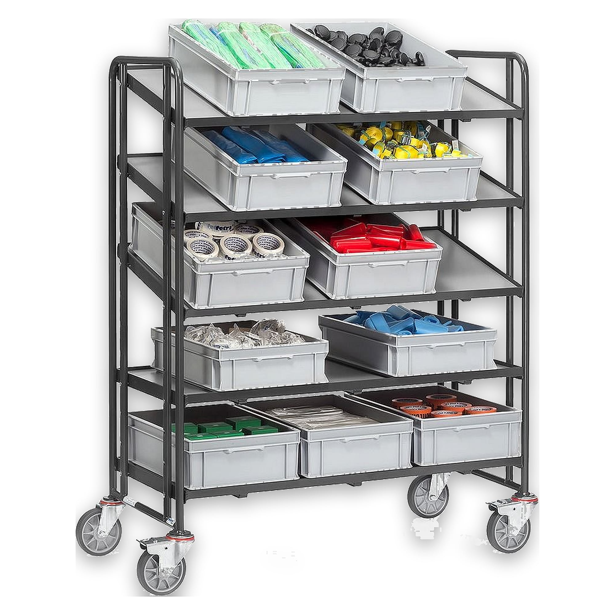 Eurokastenwagen Grey Edition mit Böden 400 kg, 1240 x 610 mm - Fetra 1384-7016