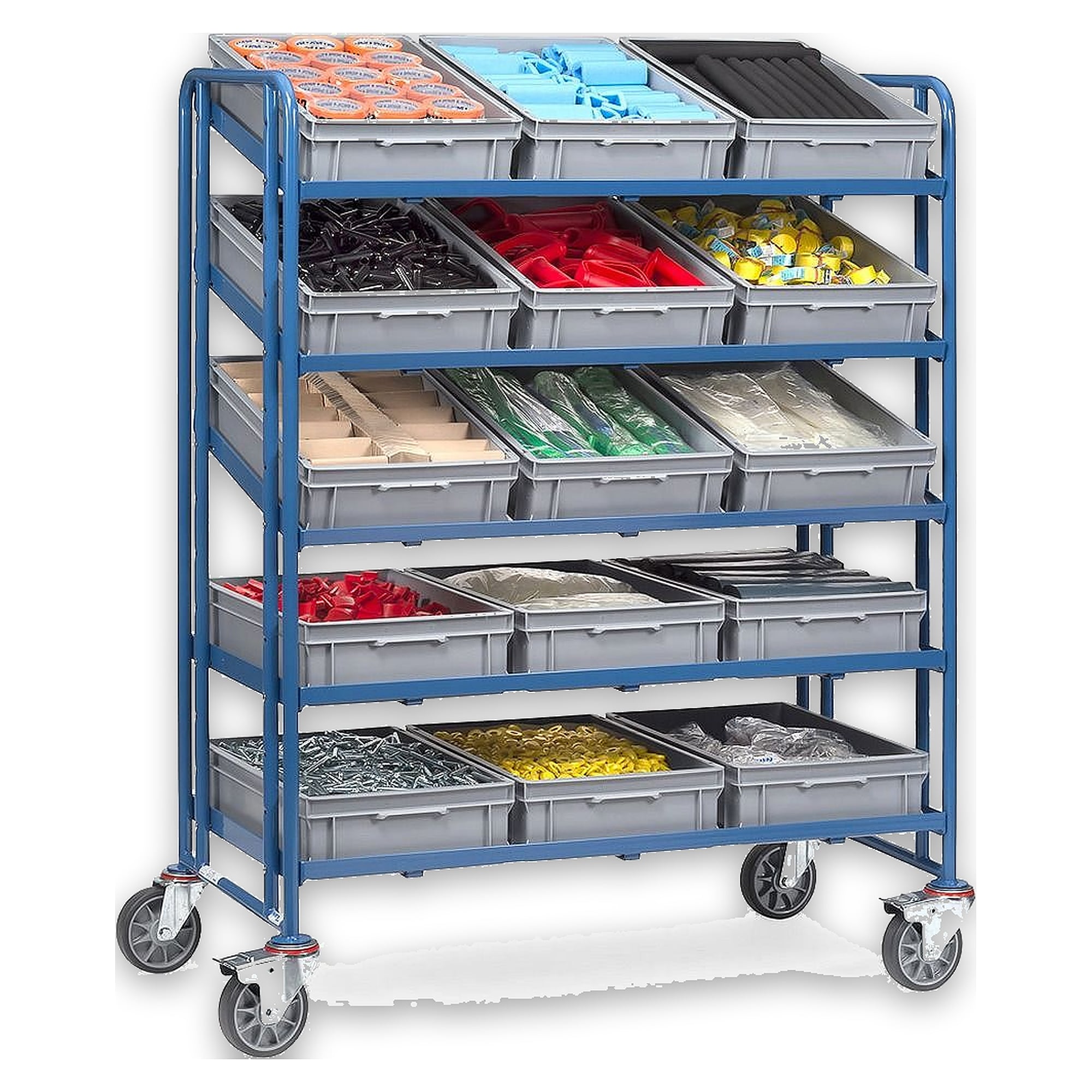 Euro Container Trolley with 15 Bins, 400 kg, 1,240 x 610 mm - Fetra 1399